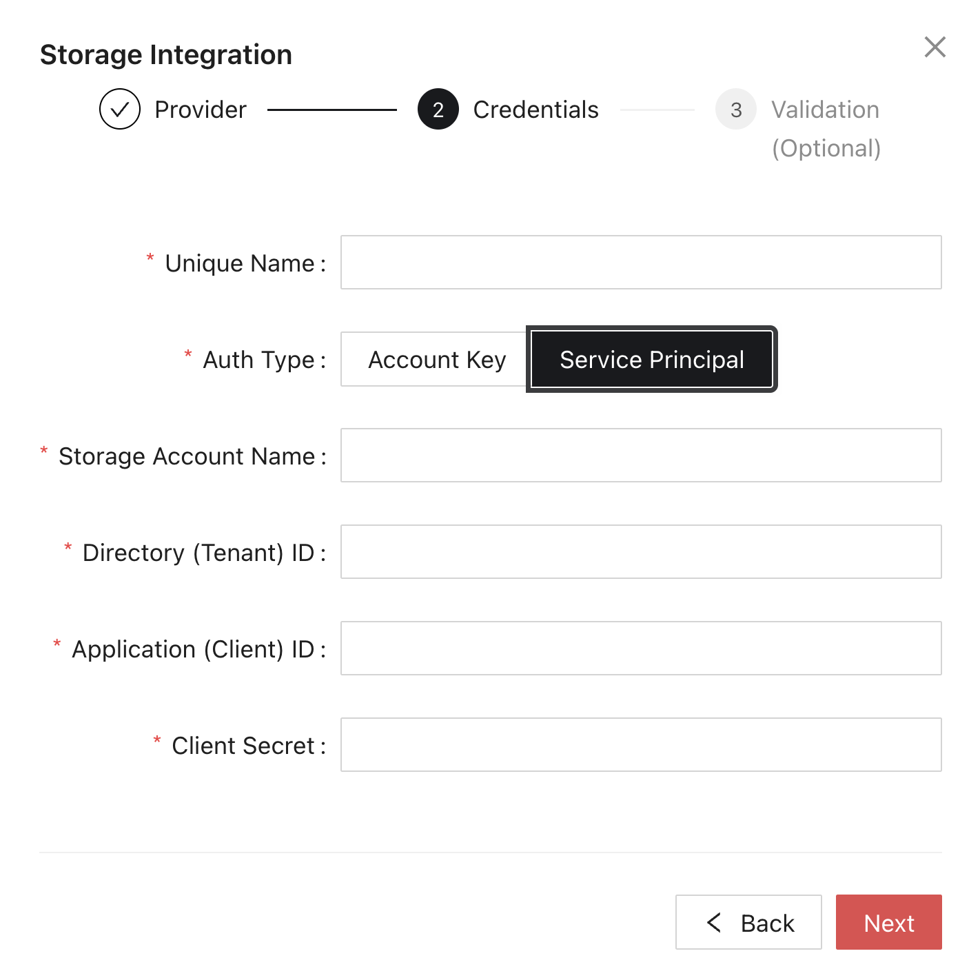 Azure Blob Storage Service Principal credentials in Ango Hub