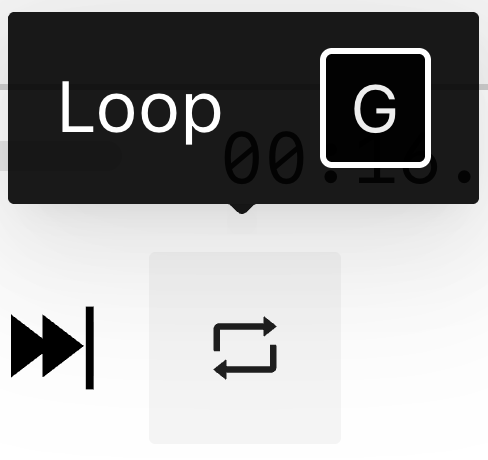 Video playback controls with the Loop button and G keyboard shortcut